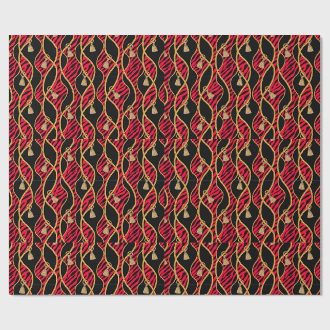 Red, Black & Gold Wrapping Paper Presentpapper (Platt)