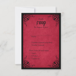 Red Black Gothic Bröllop OSA Kort