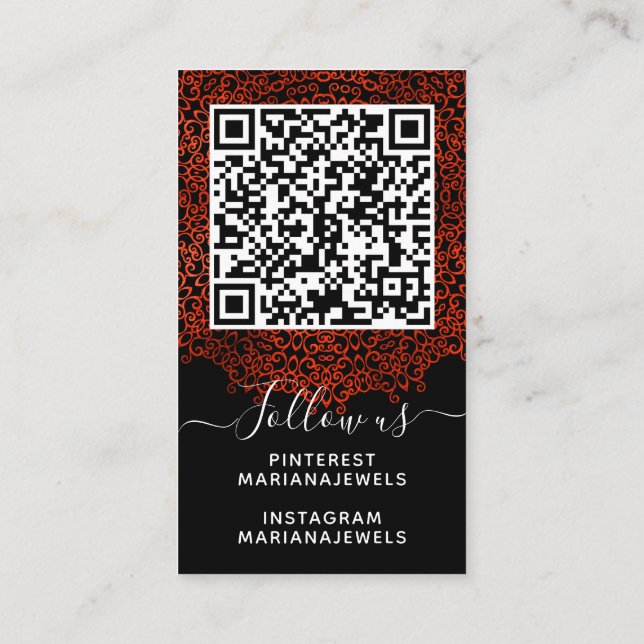 Red & Black Gothic Mandala Earring Visning Cards Visitkort (Baksida)