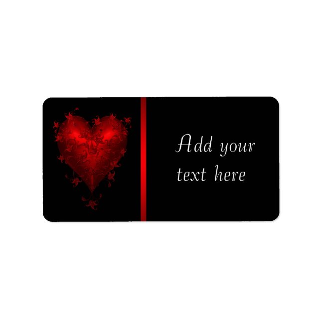 Red Black Gothic Red Heart-Adressetiketter Adressetikett (Framsidan)