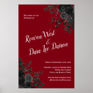 Red Black Gothic Ro Elegant bröllop Poster
