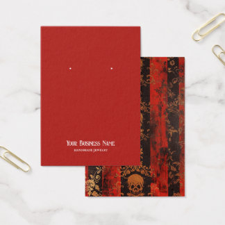 Red Black Gothic Skull Earring Visning Card Visitkort