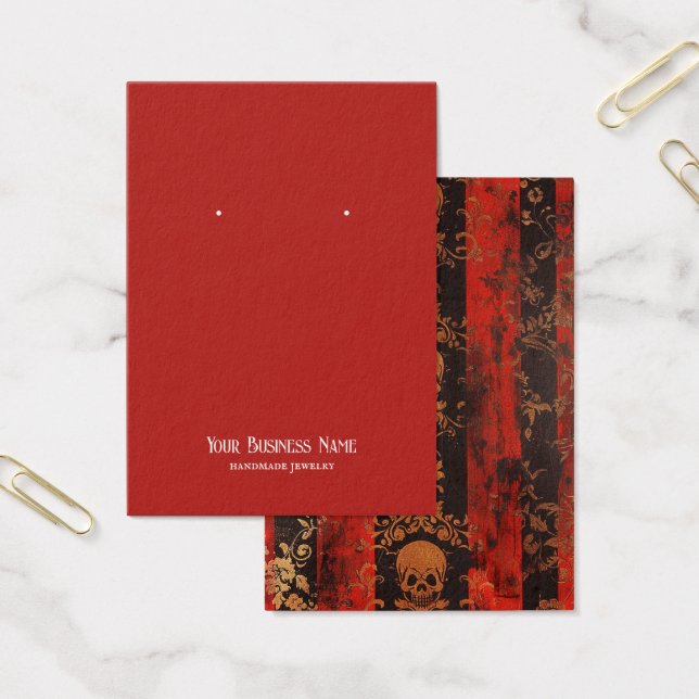 Red Black Gothic Skull Earring Visning Card Visitkort (Kontor)