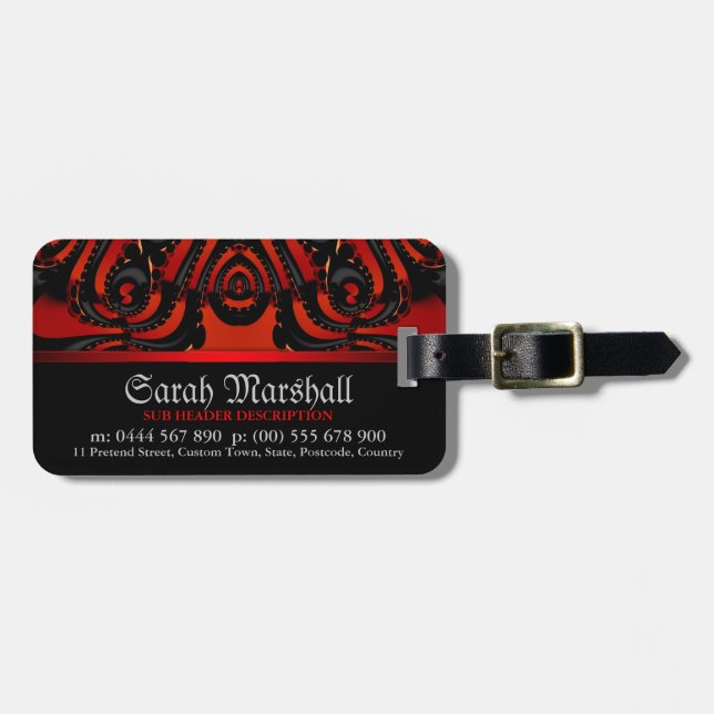 Red+Black Gothic Tribal med Logotyp Bagagebricka (Horisontell Framsida)