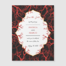 Red Black Gothic Wedding-inbjudan Spara datumet