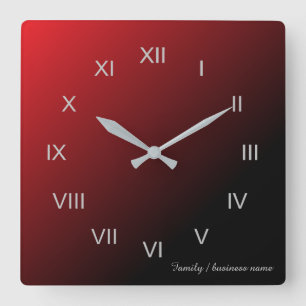 Red Black Gradient Family Business Namn Fyrkantig Klocka
