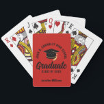Red Black Graduate Custom Graduation Casinokort<br><div class="desc">This modern red and black custom senior graduate playing cards deck features classy typography of your high school or college name for the class of 2026. Customize with your graduating year under the chic handwritten script and grad cap for a great personalized graduation party favor.</div>