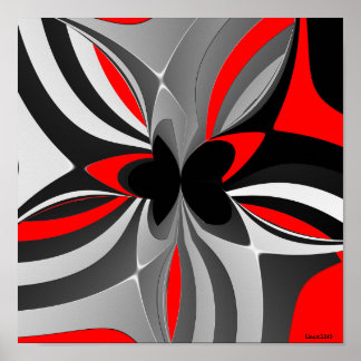 Red Black Grått Abstrakt Poster