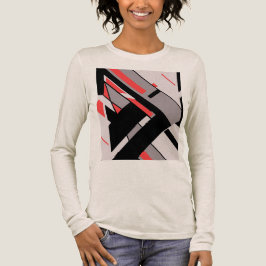 Red Black Grått Geometric MCM-liknande diagonal de T Shirt