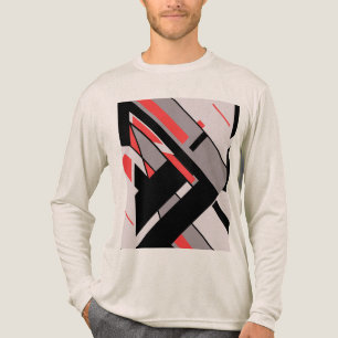 Red Black Grått Geometric MCM-liknande diagonal de T Shirt