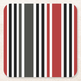 Red Black Grått Lodrät Rand Mönster Underlägg Papper Kvadrat