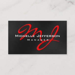 Red Black Grått Manager Monogram-Affärskort Visitkort
