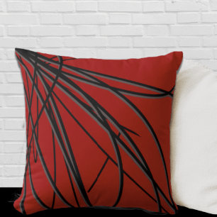 Red Black & Grått Modern Elegant Abstrakt Kudde