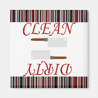Red Black & Grått Stripe Clean eller Dirty Dishwas Magnet