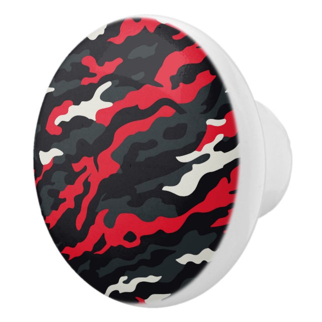 Red Black Grått White Camouflage Camo Mönster Knopp (Höger)