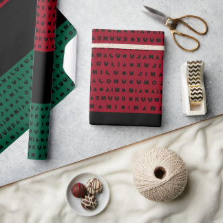 RED BLACK GRÖNT 7 DAGAR AV KWANZAA PRESENTPAPPER