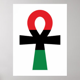 Red, Black & Grönt Ankh Poster