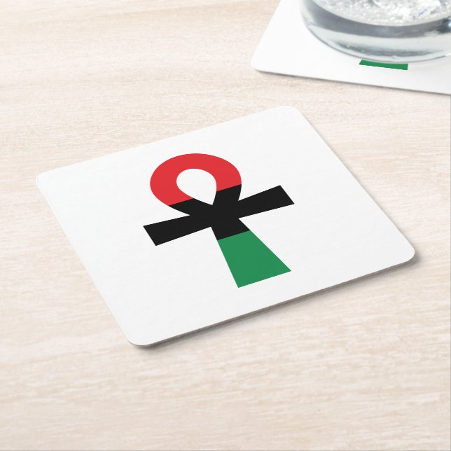 Red, Black & Grönt Ankh Underlägg Papper Kvadrat (Vinklad)