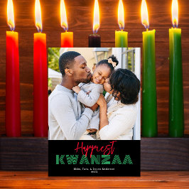 Red Black Grönt Happiest Kwanzaa Rand Photo Julkort