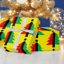 Red Black Grönt Kwanzaa Julgran Gult
