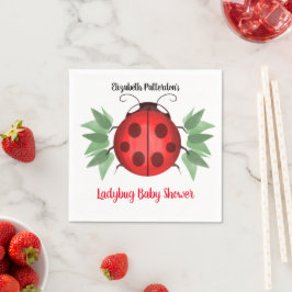 Red Black Grönt Ladybug Watercolor Baby Shower Pappersservett