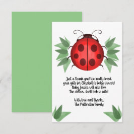 Red Black Grönt Ladybug Watercolor Baby Shower Tack Kort