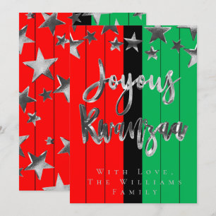 Red Black Grönt Mönster-skript Joyous Kwanzaa-kort Inbjudningar