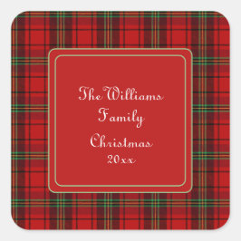 Red Black Grönt Mysigt Plaid - Namn Fyrkantigt Klistermärke