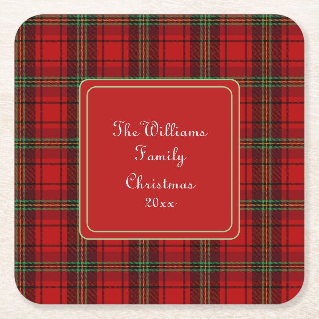 Red Black Grönt Mysigt Plaid - Namn Underlägg Papper Kvadrat (Framsidan)