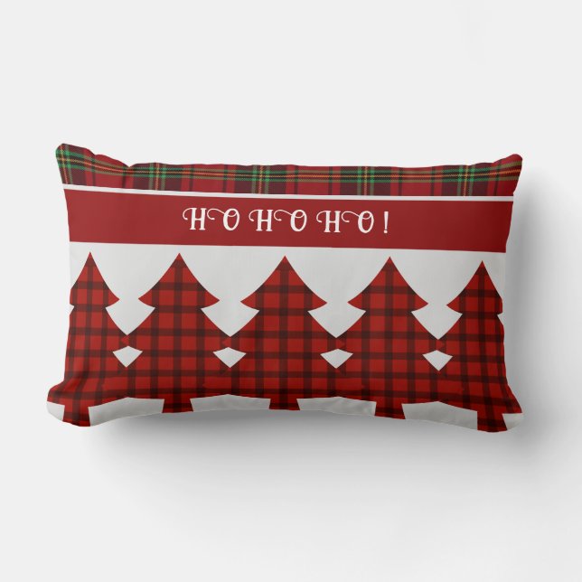 Red Black Grönt Mysigt Tartan Lumbarkudde (Framsida)