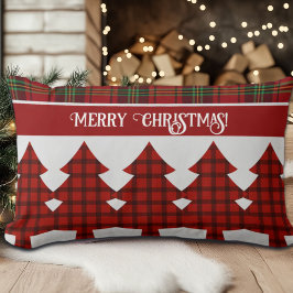 Red Black Grönt Mysigt Tartan Lumbarkudde
