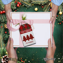 Red Black Grönt Mysigt Tartan Presentetikett