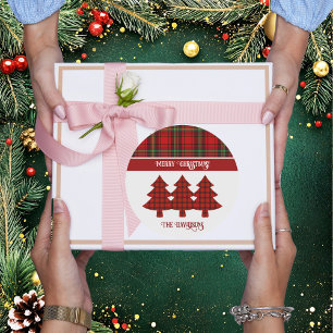 Red Black Grönt Mysigt Tartan Runt Klistermärke