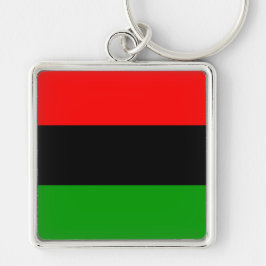 Red, Black, Grönt Pan African Flagga Fyrkantig Silverfärgad Nyckelring