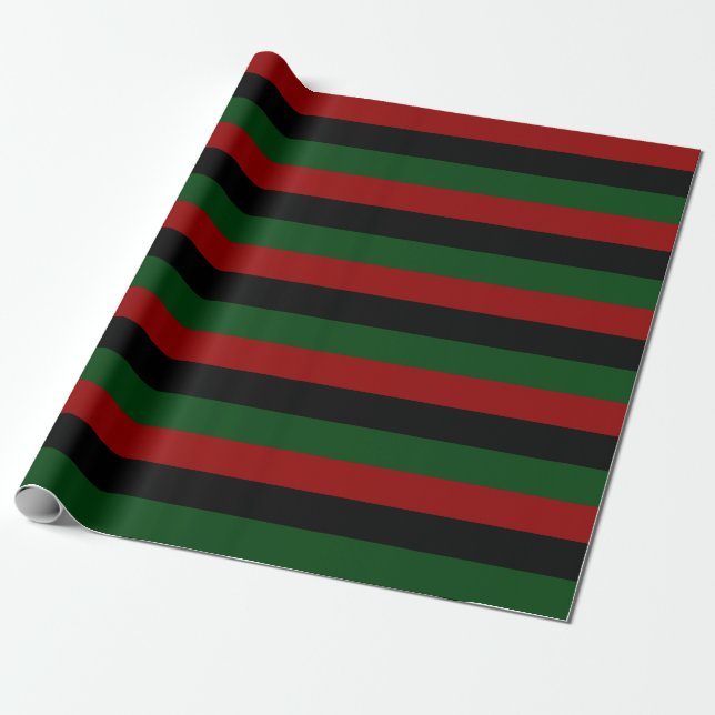 Red Black Grönt Pan African Lycklig Kwanzaa rand Presentpapper (Utrullad)