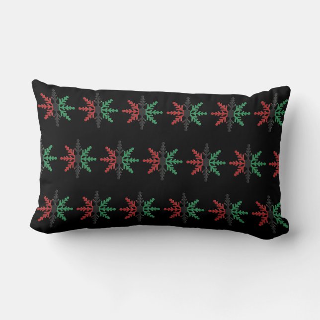 Red Black Grönt Stripe Snöflingor Kwanzaa Lumbarkudde (Baksida)
