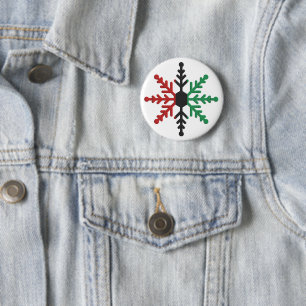 Red Black Grönt Stripe Snowflake Kwanzaa Knapp