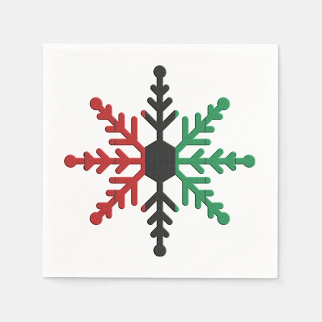 Red Black Grönt Stripe Snowflake Kwanzaa Pappersservett (Framsidan)