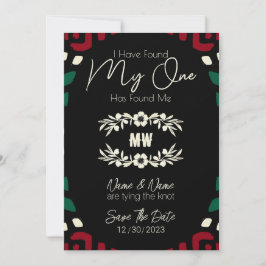 Red Black Grönt Tribal African Save Date Spara Datumet