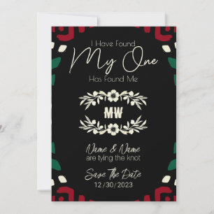 Red Black Grönt Tribal African Save Date Spara Datumet