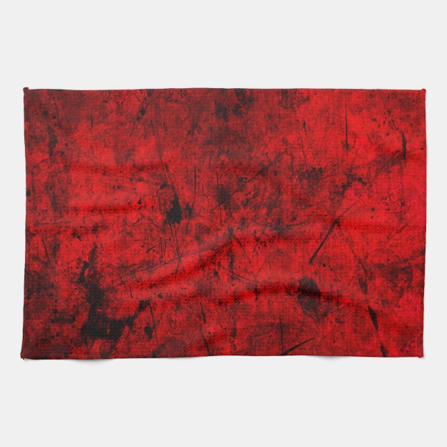 Red Black grunge abstrakt digital grafik art Kökshandduk (Horisontell)