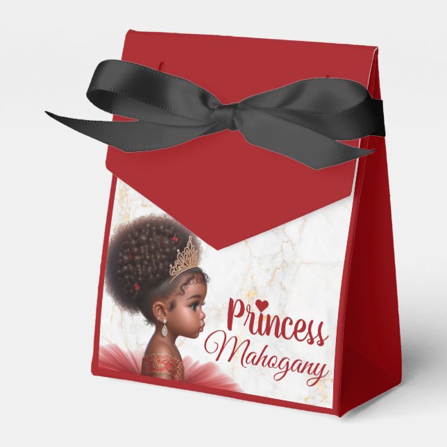 Red Black Guld African Princess Royal Baby Shower Presentaskar (Framsidan Sidan)