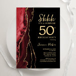 Red Black Guld Agate Surprise 50:e födelsedagen Inbjudningar<br><div class="desc">Röd svart och guld agate överraskar 50:e födelsedagsfest inbjudan. Elegantens moderna design med vattenfärgad bakgrund,  faux glitter guld och typsnitt för färgskript. Trendig inbjudan-kortets perfekt för en snyggt kvinnor i firande. Skrivna Zazzle-inbjudningar eller digital utskrivbar mall för omedelbar nedladdning.</div>