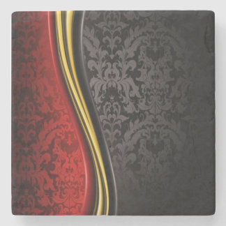 RED, BLACK & GULD BAROQUE DESIGN MARBLE UNDERLÄGG