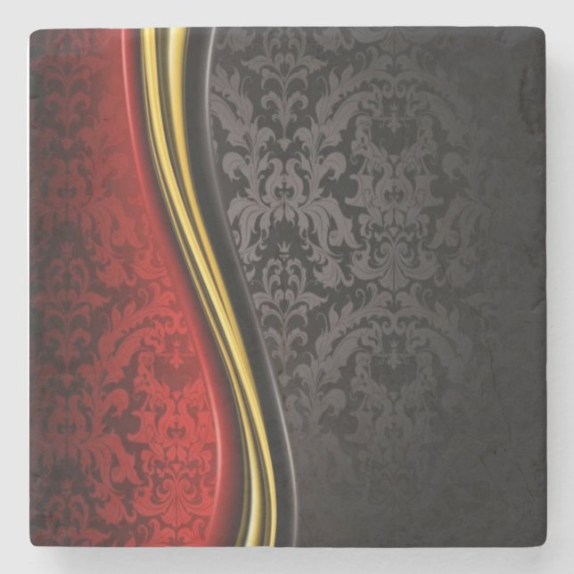 RED, BLACK & GULD BAROQUE DESIGN MARBLE UNDERLÄGG (Framsidan)