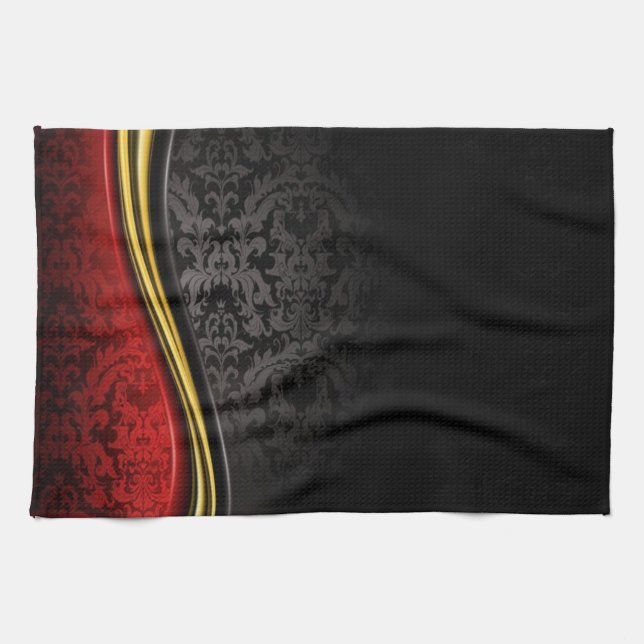 RED BLACK & GULD BAROQUE MÖNSTER KITCHEN TOWEL KÖKSHANDDUK (Horisontell)