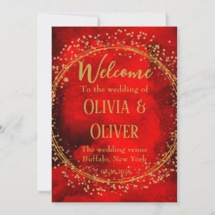 Red Black Guld Geometric Glitter Möhippa Inbjudningar