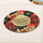 Red Black Guld Glam Blommigt Möhippa Underlägg Papper Rund<br><div class="desc">Black Red Guld Glam Flowers Möhippa Birthday</div>