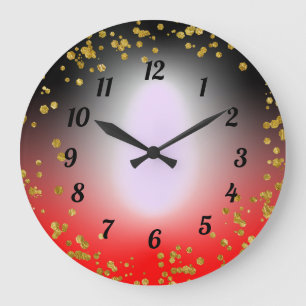 Red Black Guld Glitter Party Time Gift Idea Stor Klocka