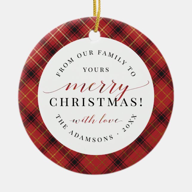 Red Black & Guld, julpapp | GOD JUL Julgransprydnad Keramik (Framsidan)